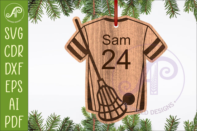 Lacrosse shirt Christmas Ornament SVG laser cut SVG APInspireddesigns 