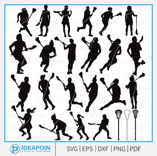 Lacrosse Women Svg, Female Sports Clipart, Lacrosse Sticks, Lacrosse Womens Silhouettes Vector File, Lacrosse Sport svg SVG Dinvect 