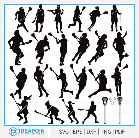 Lacrosse Women Svg, Female Sports Clipart, Lacrosse Sticks, Lacrosse Womens Silhouettes Vector File, Lacrosse Sport svg SVG Dinvect 