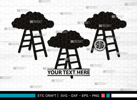 Ladder clouds Monogram, Ladder Clouds Silhouette, Ladder Clouds SVG, Ladder Svg, Step Svg, Staircase Clouds Svg, Stairway Clouds Svg, SB00502 SVG ETC Craft 