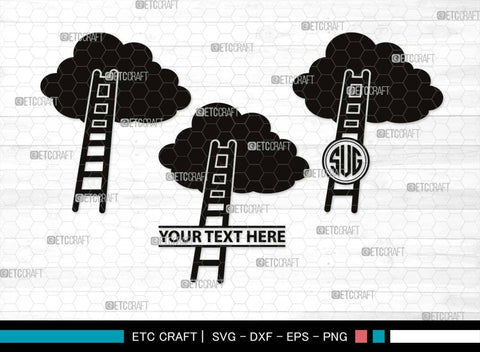 Ladder clouds Monogram, Ladder Clouds Silhouette, Ladder Clouds SVG, Ladder Svg, Step Svg, Staircase Clouds Svg, Stairway Clouds Svg, SB00502 SVG ETC Craft 