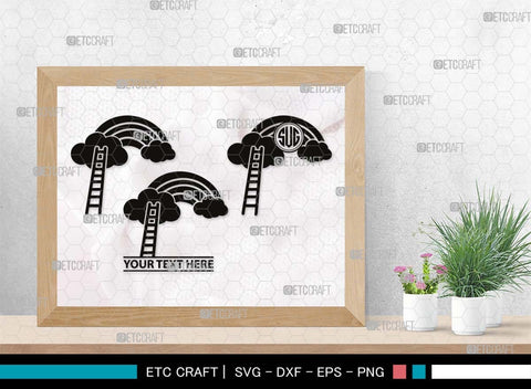 Ladder clouds Monogram, Ladder Clouds Silhouette, Ladder Clouds SVG, Ladder Svg, Step Svg, Staircase Clouds Svg, Stairway Clouds Svg, SB00502 SVG ETC Craft 