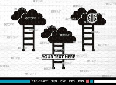 Ladder clouds Monogram, Ladder Clouds Silhouette, Ladder Clouds SVG, Ladder Svg, Step Svg, Staircase Clouds Svg, Stairway Clouds Svg, SB00502 SVG ETC Craft 