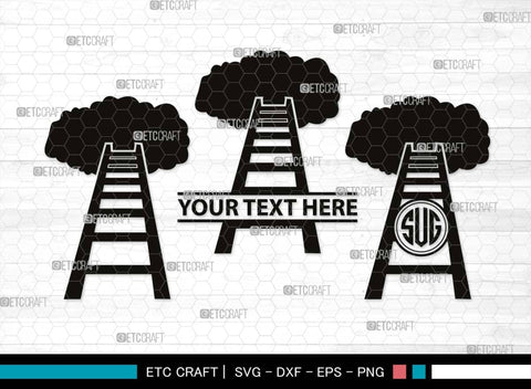Ladder clouds Monogram, Ladder Clouds Silhouette, Ladder Clouds SVG, Ladder Svg, Step Svg, Staircase Clouds Svg, Stairway Clouds Svg, SB00502 SVG ETC Craft 