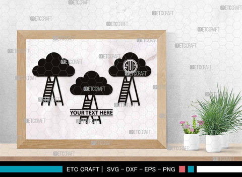 Ladder clouds Monogram, Ladder Clouds Silhouette, Ladder Clouds SVG, Ladder Svg, Step Svg, Staircase Clouds Svg, Stairway Clouds Svg, SB00502 SVG ETC Craft 