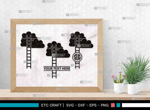 Ladder clouds Monogram, Ladder Clouds Silhouette, Ladder Clouds SVG, Ladder Svg, Step Svg, Staircase Clouds Svg, Stairway Clouds Svg, SB00502 SVG ETC Craft 