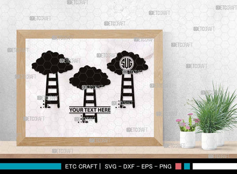 Ladder clouds Monogram, Ladder Clouds Silhouette, Ladder Clouds SVG, Ladder Svg, Step Svg, Staircase Clouds Svg, Stairway Clouds Svg, SB00502 SVG ETC Craft 