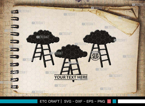 Ladder clouds Monogram, Ladder Clouds Silhouette, Ladder Clouds SVG, Ladder Svg, Step Svg, Staircase Clouds Svg, Stairway Clouds Svg, SB00502 SVG ETC Craft 