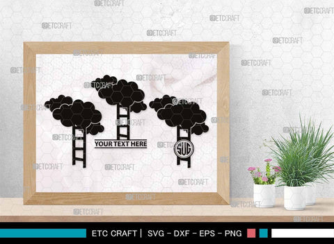 Ladder clouds Monogram, Ladder Clouds Silhouette, Ladder Clouds SVG, Ladder Svg, Step Svg, Staircase Clouds Svg, Stairway Clouds Svg, SB00502 SVG ETC Craft 