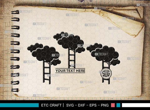 Ladder clouds Monogram, Ladder Clouds Silhouette, Ladder Clouds SVG, Ladder Svg, Step Svg, Staircase Clouds Svg, Stairway Clouds Svg, SB00502 SVG ETC Craft 