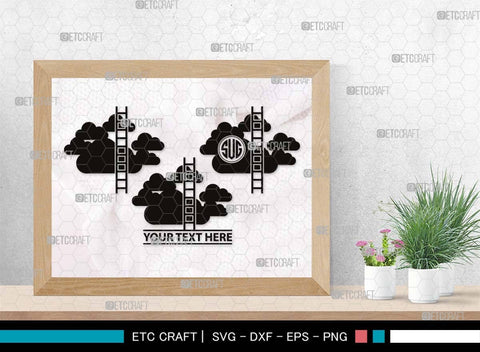 Ladder clouds Monogram, Ladder Clouds Silhouette, Ladder Clouds SVG, Ladder Svg, Step Svg, Staircase Clouds Svg, Stairway Clouds Svg, SB00502 SVG ETC Craft 