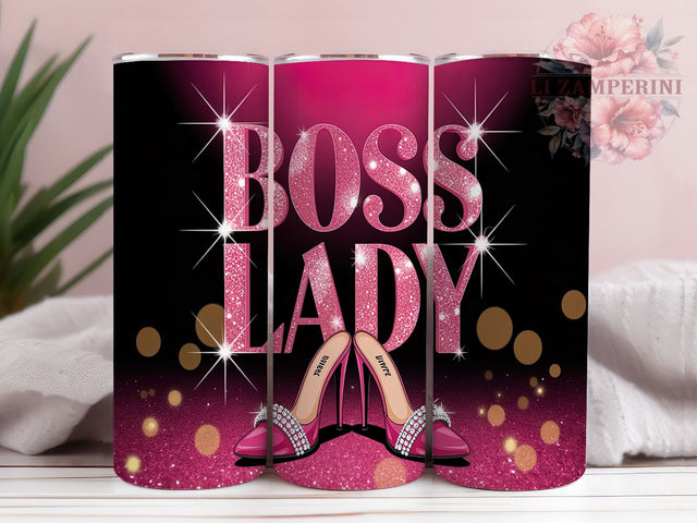 Lady Boss Glam Glitter Empowered Tumbler, Glam Glitter Tumbler, Girl Boss Sublimation, Sparkly Boss Babe Wrap, Empowered Woman Tumbler, Boss Lady Design, Feminine Glitter Tumbler Sublimation Li Zamperini 