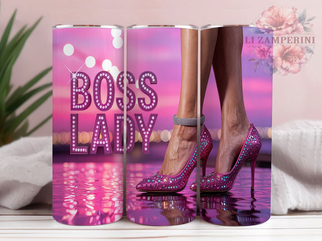 Lady Boss Glam Glitter Empowered Tumbler, Glam Glitter Tumbler, Girl Boss Sublimation, Sparkly Boss Babe Wrap, Empowered Woman Tumbler, Boss Lady Design, Feminine Glitter Tumbler Sublimation Li Zamperini 