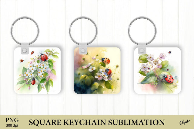 Lady Bug Keychain Sublimation PNG. Square Keychain PNG Sublimation Olga Terlyanskaya 