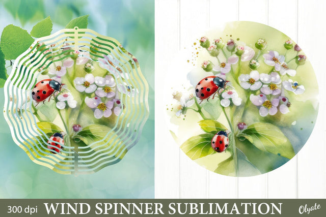 Lady Bug Sublimation PNG. Spring Wind Spinner Design PNG Sublimation Olga Terlyanskaya 