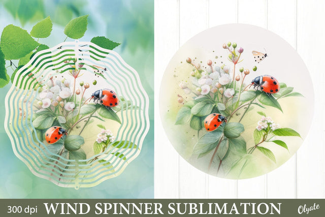 Lady Bug Wind Spinner Sublimation. Spring Wind Spinner PNG Sublimation Olga Terlyanskaya 