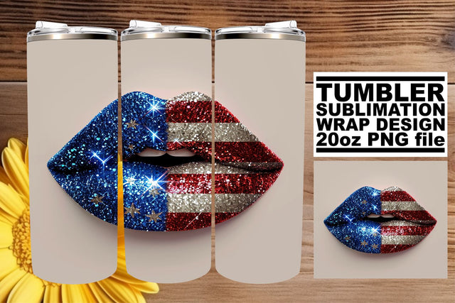 Lady Liberty Lips: USA Flag Tumbler Art Sublimation afrosvg 