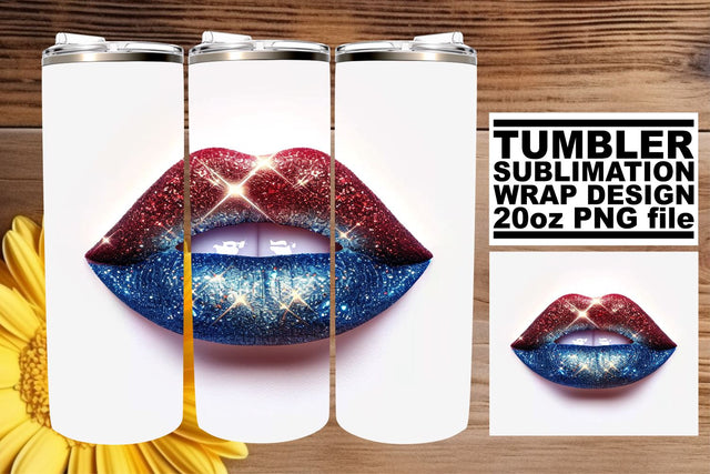 Lady Liberty's Kiss: USA Flag Lip Art Sublimation afrosvg 