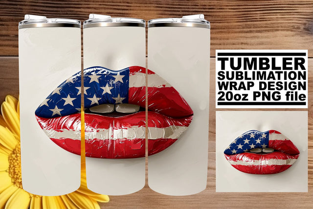 Lady Liberty's Lips: Patriotic Tumbler Wrap Sublimation afrosvg 