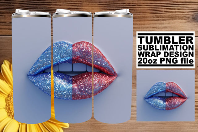Lady Liberty's Pride: Patriotic Lip 20oz Tumbler Wrap Sublimation afrosvg 