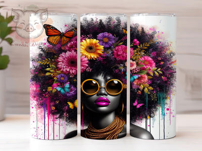 Lady with Locs Black Queen Tumbler Wrap, Black Queen Tumbler, Messy Bun Tumbler, 20oz Tumbler Wrap, Sublimation Design, Natural Hair Tumbler, Black Girl Magic Sublimation Lara' s Designs 