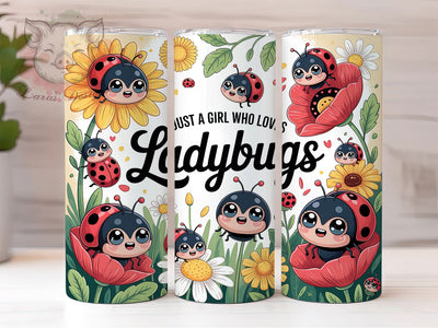 Ladybug Cute Nature Style 20oz Tumbler, Cute Insect, Girl Loves Ladybugs, Nature Theme, Whimsical Style, 20oz Tumbler Wrap, Sublimation PNG Sublimation Lara' s Designs 