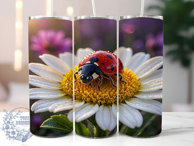 Ladybug Daisy Garden 20oz Tumbler, Ladybug Design, Daisy Motif, Garden Theme, Floral Style, Whimsical Charm, 20oz Wrap, Sublimation Tumbler Sublimation ToriDesigns 