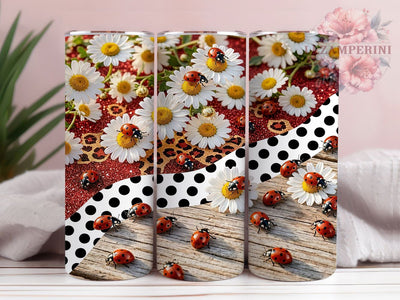 Ladybug Daisy Rustic Glitter 20oz Tumbler, Ladybug Design, Daisy Floral, Rustic Style, Glitter Accent, Sublimation Wrap, 20oz Tumbler, Nature Charm Sublimation Li Zamperini 
