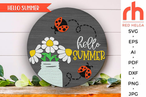 LadyBug Door Sign SVG, Summer Welcome Hanger Cut File SVG RedHelgaArt 