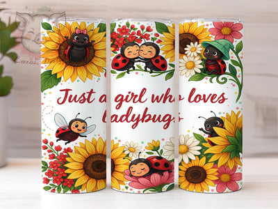 Ladybug Girl Collage 20oz Tumbler, Whimsical Collage, Anthropomorphic Ladybugs, Expressive Eyes, Rosy Cheeks, Skinny Tumbler, Sublimation PNG Sublimation Lara' s Designs 