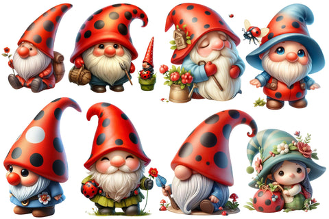 Ladybug Gnome Bundle PNG Illustration Sublimation designartist 