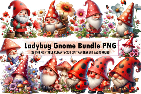 Ladybug Gnome Bundle PNG Illustration Sublimation designartist 