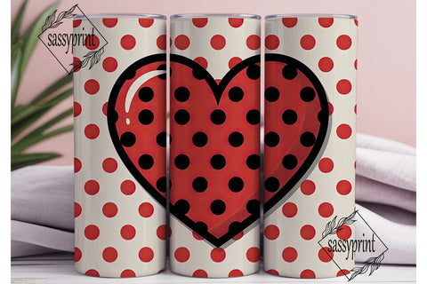 Ladybug Heart 20oz Tumbler Wrap Sublimation sassyprint 