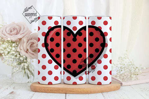 Ladybug Heart 20oz Tumbler Wrap Sublimation sassyprint 