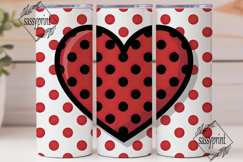 Ladybug Heart 20oz Tumbler Wrap Sublimation sassyprint 