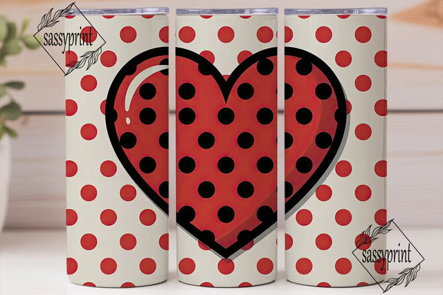 Ladybug Heart 20oz Tumbler Wrap Sublimation sassyprint 