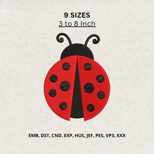 Ladybug Machine Embroidery Design – Cute Red Bug Insect Embroidery File Embroidery/Applique DESIGNS PatternFeed8 