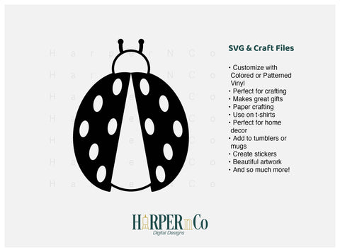 Ladybug Outline 1 SVG PNG Cut EPS File SVG HarperNCo 
