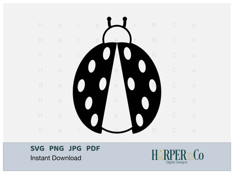 Ladybug Outline 1 SVG PNG Cut EPS File SVG HarperNCo 