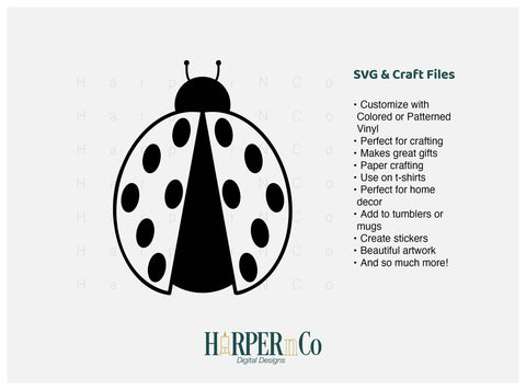 Ladybug Outline 2 SVG PNG Cut EPS File SVG HarperNCo 