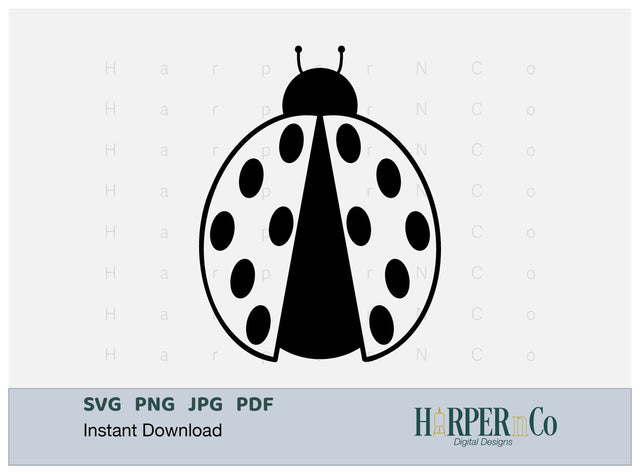 Ladybug Outline 2 SVG PNG Cut EPS File SVG HarperNCo 
