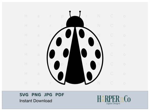 Ladybug Outline 2 SVG PNG Cut EPS File SVG HarperNCo 