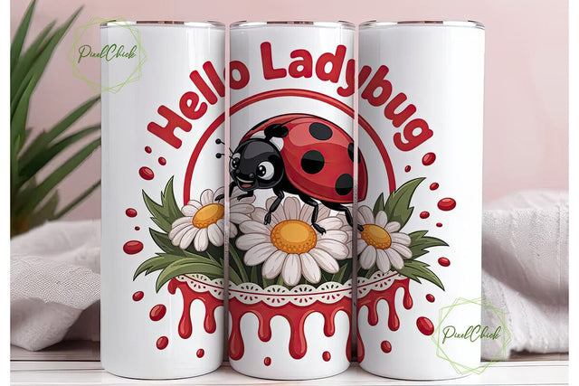 Ladybug Tumbler Wrap PNG Sublimation PixelChick 