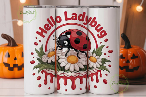 Ladybug Tumbler Wrap PNG Sublimation PixelChick 