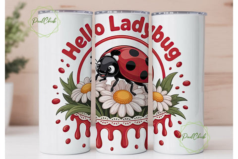 Ladybug Tumbler Wrap PNG Sublimation PixelChick 