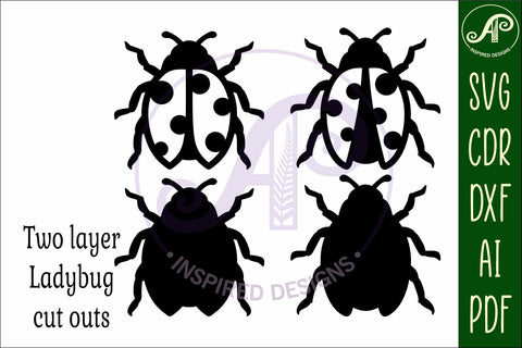 Ladybug two layer laser cut outs SVG file SVG APInspireddesigns 