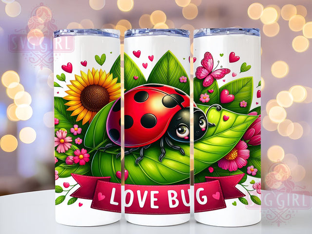 Ladybug Valentine 20oz Tumbler Wrap, Ladybug Tumbler, Valentine Love Bug, Floral Tumbler Wrap, 20oz Sublimation, Cute Drinkware, Valentine's Day Gift, Whimsical Design Sublimation SvggirlplusArt 