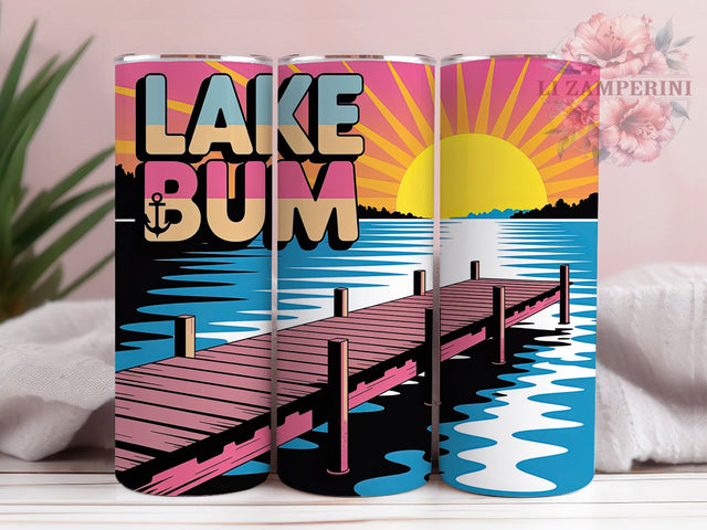 Lake Bum Rustic 20oz Tumbler Wrap, Lake Bum, Outdoor Adventure, Rustic Country Living, Waterfront Design, 20oz Tumbler Wrap, Sublimation PNG Sublimation Li Zamperini 