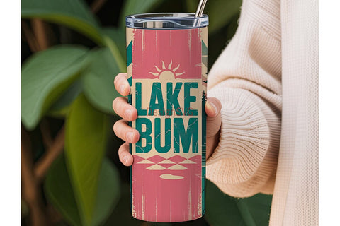 Lake Bum Summer Vibes 20oz Tumbler Wrap Sublimation DesignSVG 
