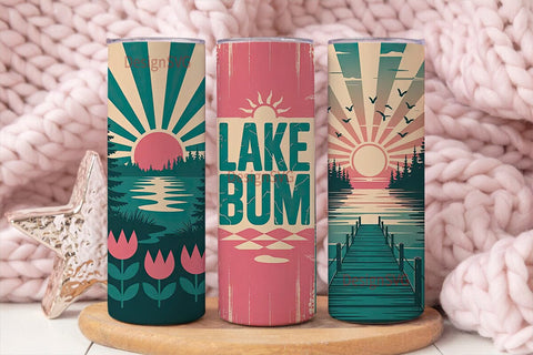 Lake Bum Summer Vibes 20oz Tumbler Wrap Sublimation DesignSVG 